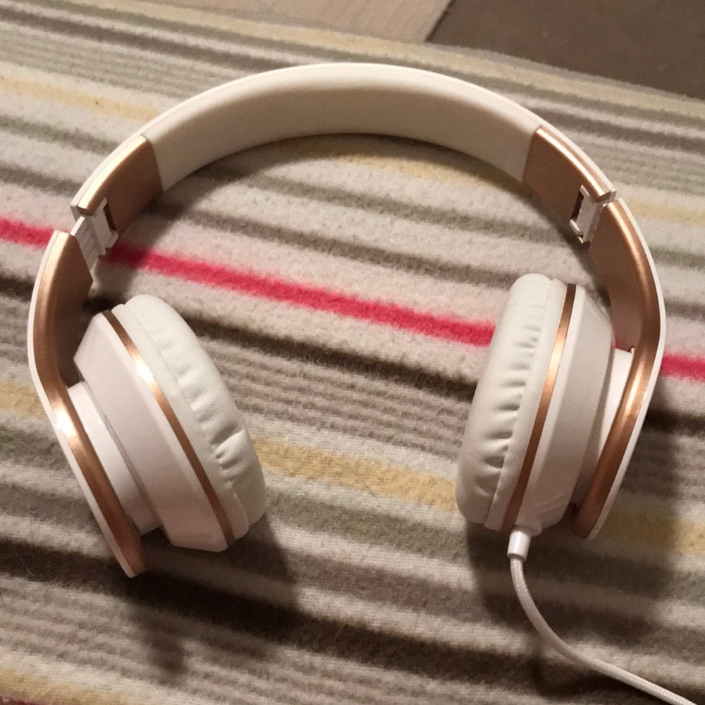 Rose Gold and White Headphones